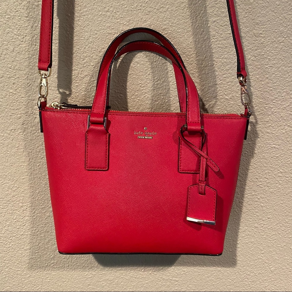 NEW Kate Spade Red Leather Crossbody Zippered Purse